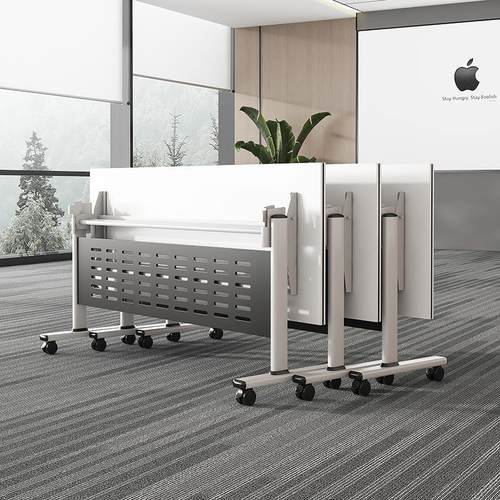 可折叠会议培训桌椅组合移动拼接多功能办公长条双人带轮简易课桌