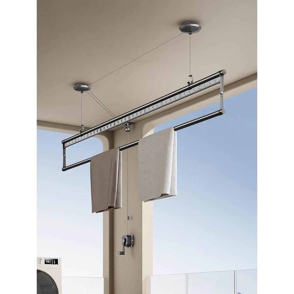 盼盼单杆晾衣架升降手摇器阳台单排晾衣杆单根式手动小晒衣架单杠