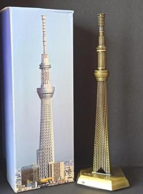 日本东京东方晴空塔模型现代建筑工艺装饰金属家居装饰