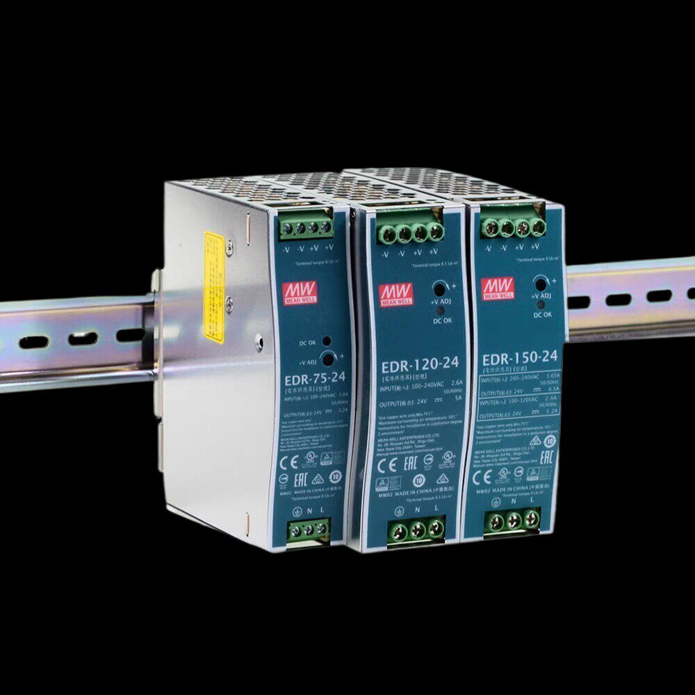 原装明纬EDR-75-24台湾导轨开关电源EDR-120-24轨道式EDR-75W-12V