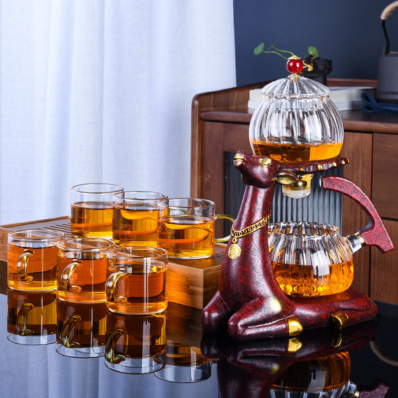 网红懒人茶具套装家用功夫泡茶小套玻璃自动茶杯办公室会客冲茶器