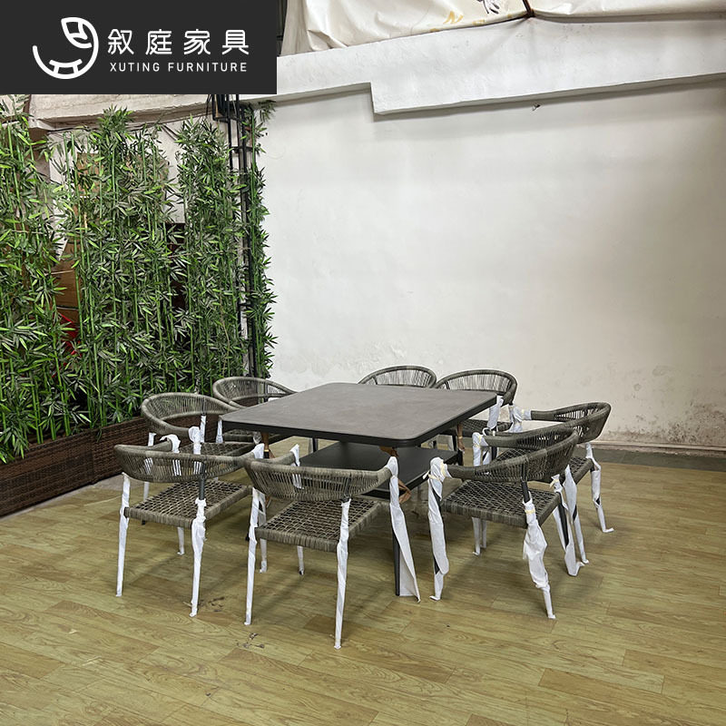 户外藤编桌椅组合酒店阳台花园休闲咖啡厅别墅庭院室外编藤餐桌椅
