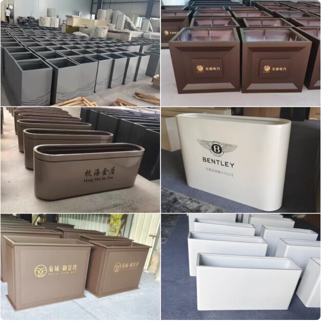 户外不锈钢花槽组合铁艺花箱花池市政围栏成品花架花坛树箱长方形