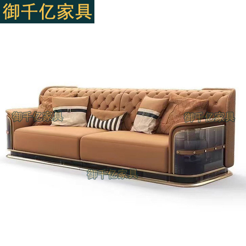 sofa意式轻奢高靠背真皮沙发大户型头层牛皮简约别墅豪华皮艺沙发