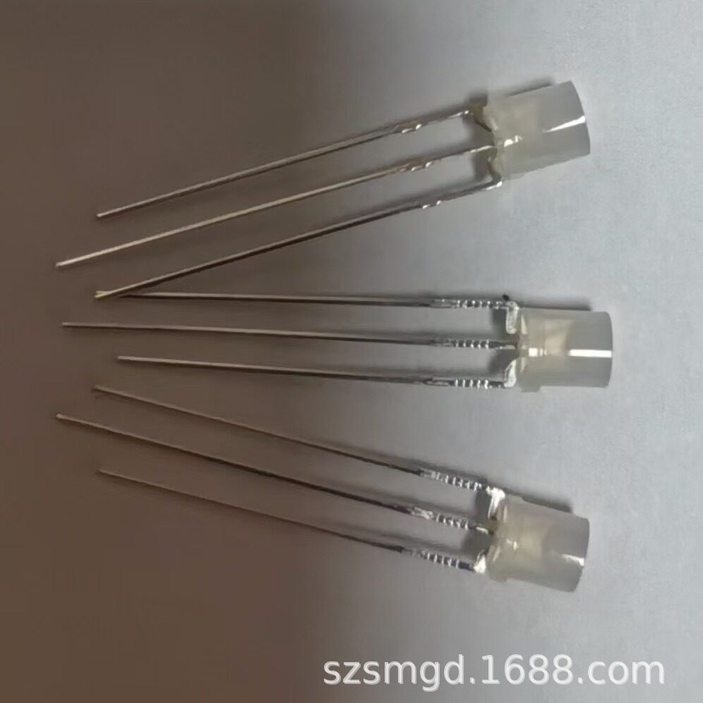 5MM平头红普绿双色LED雾状直插灯珠共阴高亮红绿双色发光二极管