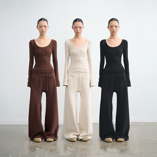 设计感修身长袖T恤女针织打底衫