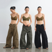 女直筒休闲宽松长裤 LINY 100%棉设计感工装 阔腿裤 LIBERTY 25AW