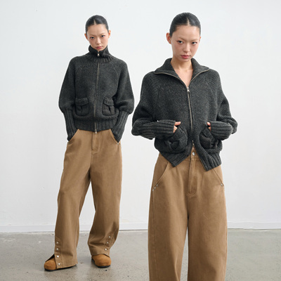 20羊毛修身短款针织毛衣女外套