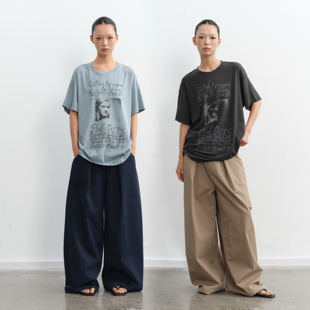 复古设计感印花休闲短袖 25SS T恤女夏圆领宽松上衣 LIBERTY LINY