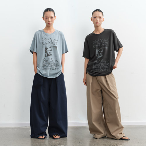 复古设计感印花短袖T恤女上衣