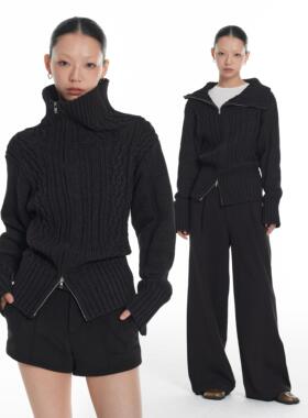 LINY LIBERTY 25SS 复古小众设计感立领针织粗针毛衣女开衫外套