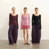 LINY T恤女松弛百搭秋上衣 复古设计感纯色圆领长袖 LIBERTY 25AW