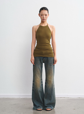 LINY LIBERTY 25SS 天丝莱赛尔羊毛复古设计感修身挂脖背心T恤女