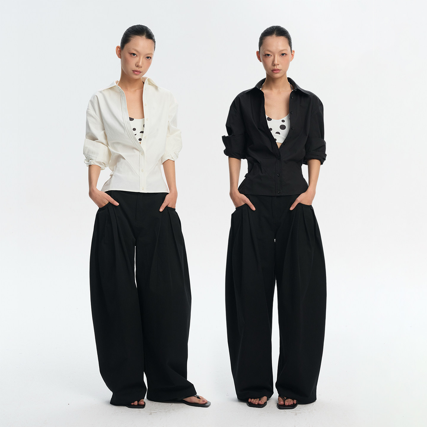 LINY LIBERTY 100%棉设计感宽松收腰显瘦长袖衬衣女春季衬衫上衣