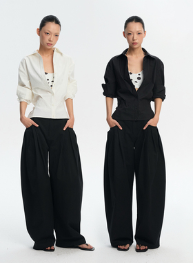 LINY LIBERTY 100%棉设计感宽松收腰显瘦长袖衬衣女春季衬衫上衣