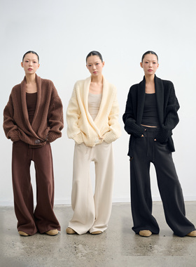 LINY LIBERTY 25AW 设计感纯色宽松毛衣外套女秋冬休闲针织开衫