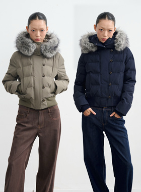 LINY LIBERTY 25AW 可拆卸毛领连帽棉服外套女短款冬新款宽松棉衣