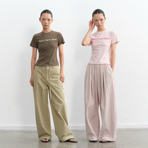 设计感修身印花短袖T恤女