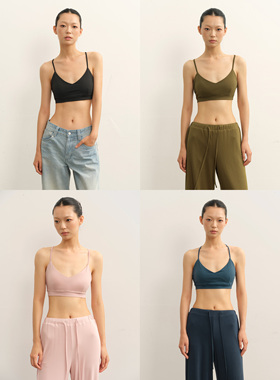 LINY LIBERTY 25AW 极简风深V带胸垫挂脖美背修身吊带背心女上衣