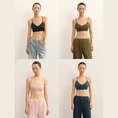 极简风带胸垫挂脖吊带背心女上衣