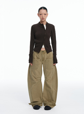 LINY LIBERTY 24SS 复古设计感羊毛毛衣打底衫双头拉链女开衫上衣