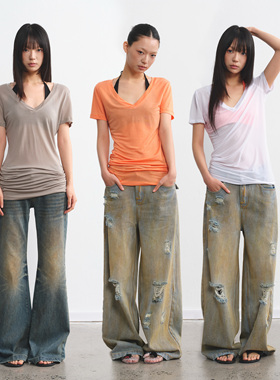 LINY LIBERTY 25S 100%天丝莱赛尔纯色短袖上衣女宽松休闲T恤上衣