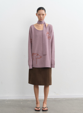 LINY LIBERTY 25AW 慵懒风宽松大领口针织衫女秋新品长袖T恤上衣