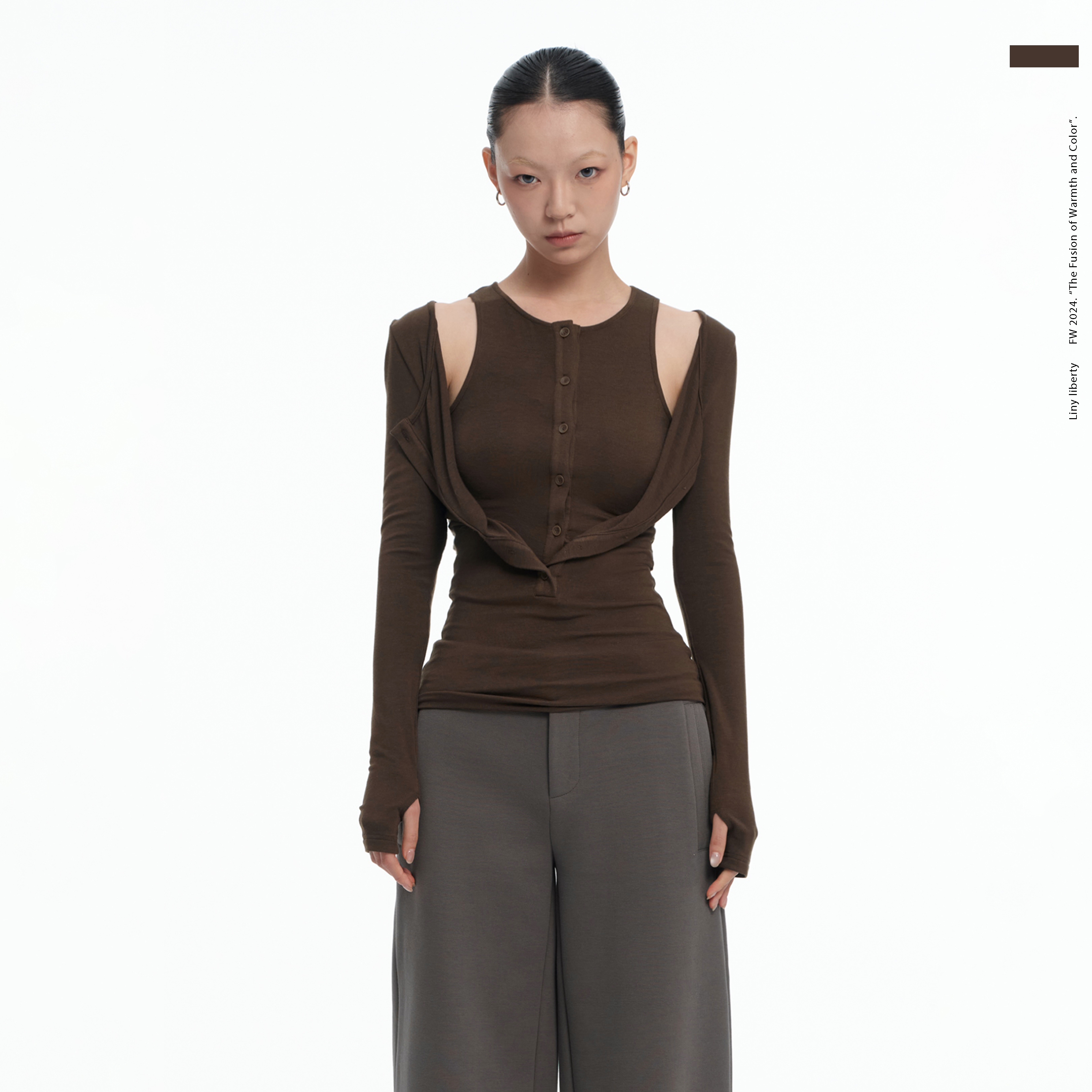 复古修身高弹针织打底衫