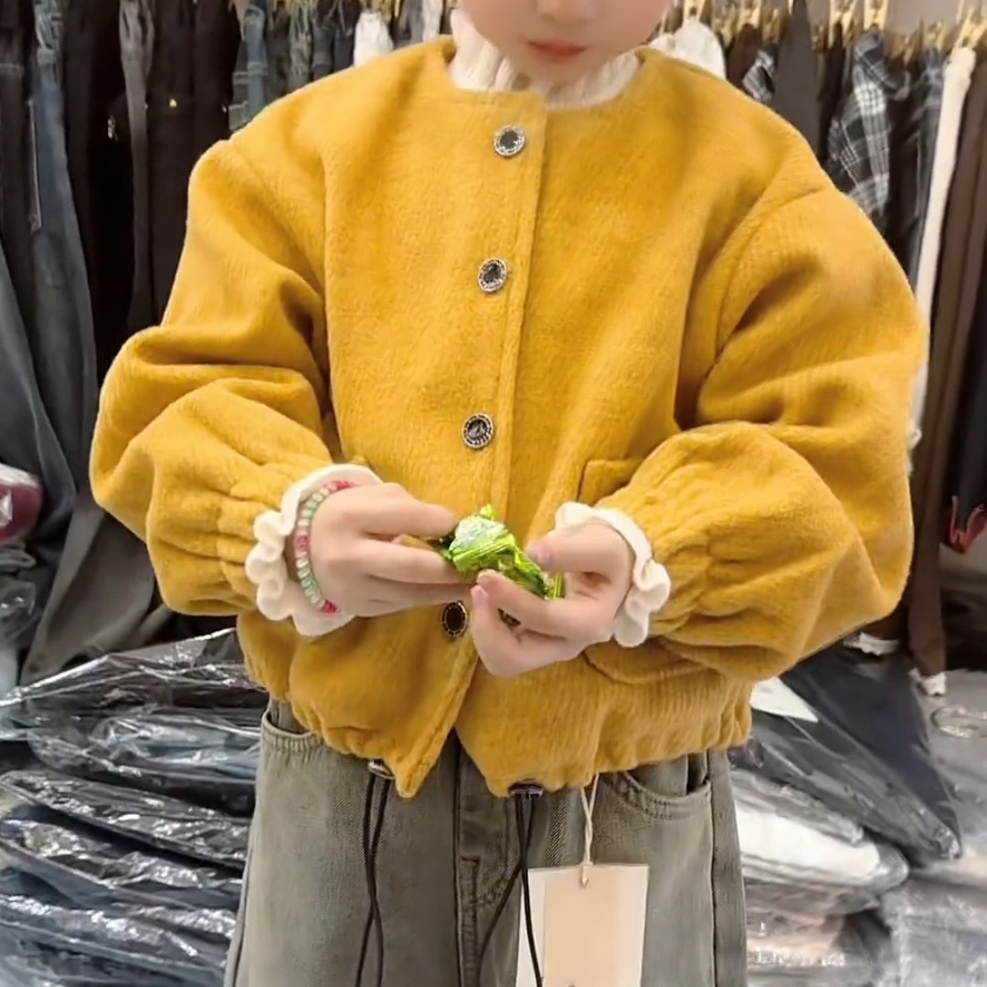 韩版女童2025冬季新款小香风黄色毛呢夹棉外套小女孩格纹半身裙子,童装/婴儿装/亲子装,半身裙,淘宝优惠券,粉丝福利购,淘宝优惠卷