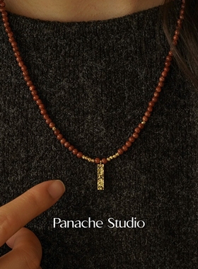 PANACHE 碎冰冰金条吊坠串珠项链 小众招财高级感气质百搭毛衣链