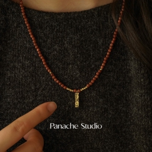 PANACHE 碎冰冰金条吊坠串珠项链 小众招财高级感气质百搭毛衣链