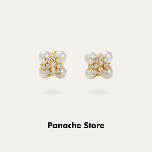 PANACHE法式花朵珍珠耳钉