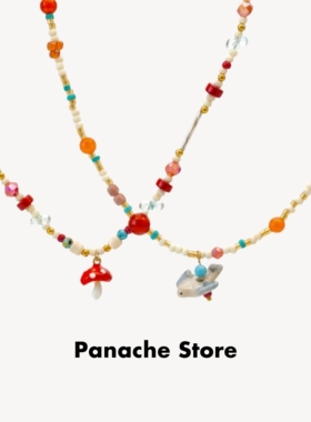 PANACHE 春夏小众彩色天然石米珠串珠项链 可爱手作复古锁骨链女