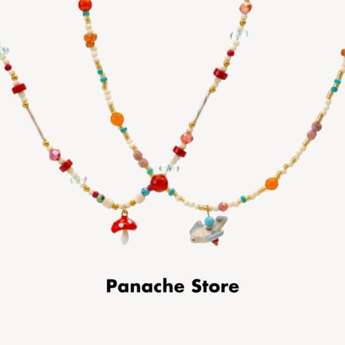 PANACHE 春夏小众彩色天然石米珠串珠项链 可爱手作复古锁骨链女