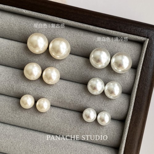 PANACHEfever同款施家珍珠耳钉暖白澳白ins轻奢高级感耳饰耳环女