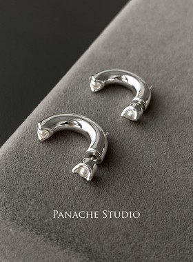 PANACHE 一款两戴小米珍珠C型后挂式耳环 气质简约高级小众耳钉女