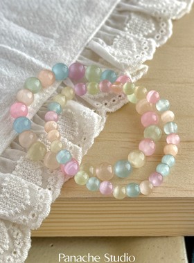 PANACHE 新中式彩色猫眼石串珠手串小众仙女风精致气质叠戴手链女