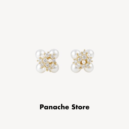 PANACHE法式花朵珍珠耳钉