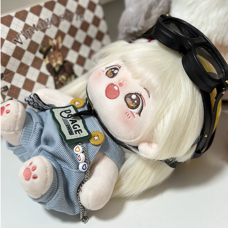 娃用背带裤20厘米棉花娃娃爱心背带裤娃衣牛仔裤子软萌双肩背带裤