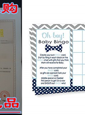 Bow Tie Baby Shower Bingo Games Card Set (25 Pack) Fill-In