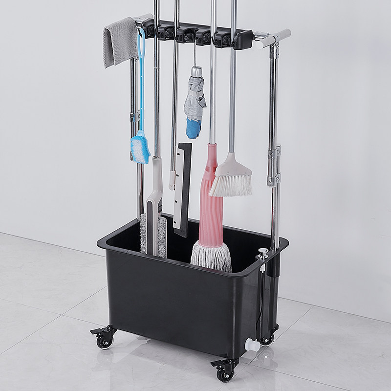 可移动落地拖把架扫把墩布收纳车卫生间阳台沥水整理清洁工具挂架