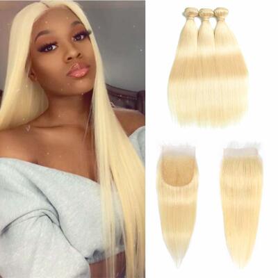 613 Blonde Straight Hair Bundles Peruvian Remy Human Hair 金