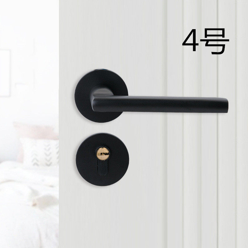 黑色门锁室内卧室锁具木门锁分体锁三件套静音太空铝厂家直销包邮