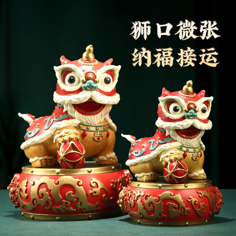 好货国潮全铜醒狮子摆件舞狮家居玄关装饰品新年贺岁结婚乔迁开业