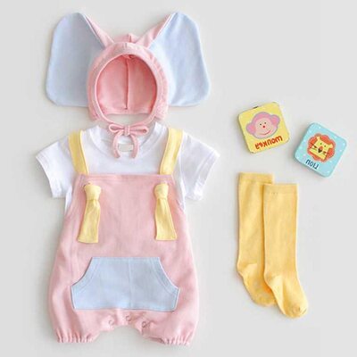极速Summer infant baby elephant ear hat + romper
