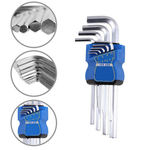 9pcs/set Multi Size Steel Universal Wrench Set L Shape Hand