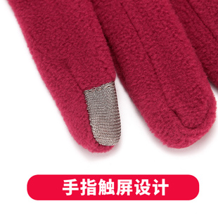 秋季手套女薄款加绒摇粒绒抓绒冬季户外防寒保暖开车触屏冬天骑车