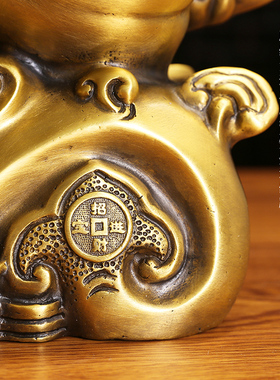 纯铜聚宝盆白菜百财摆件家居客厅玄关店铺开业送礼装饰品工艺礼品