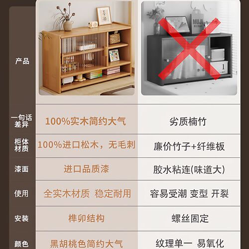 好货飘窗置物架实木小柜子阳台桌面小书架原木展示架靠墙储物收纳
