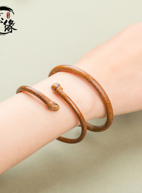 藏意缘阁豹纹款鸡血藤手镯阴藤情侣饰品文艺简约民族风首饰男女